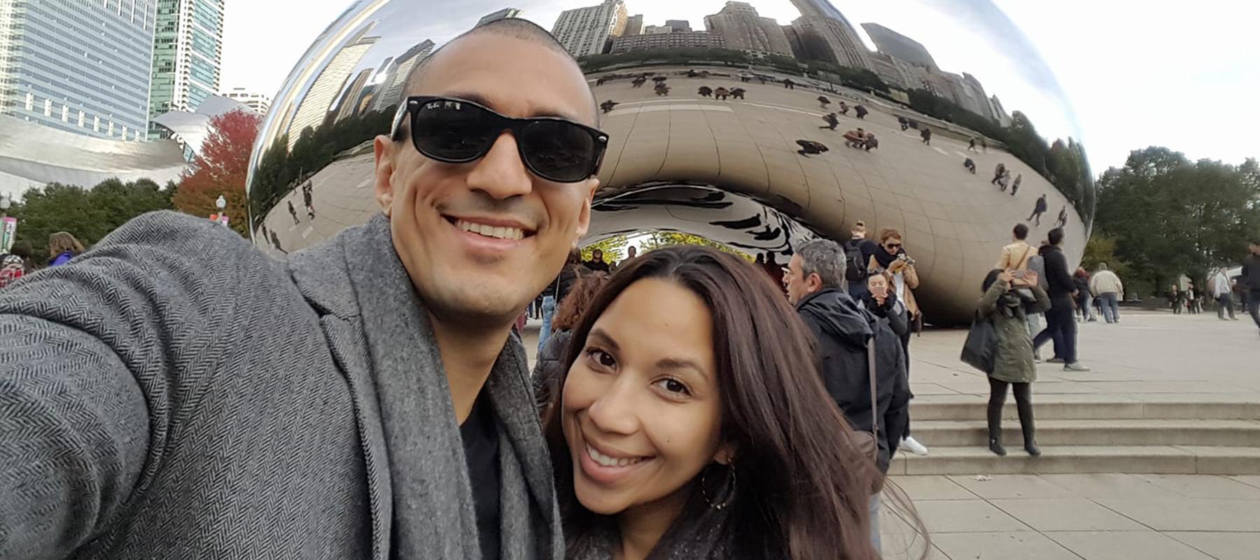 Luis and his wife posing after training at our BJJ school in bergen county
