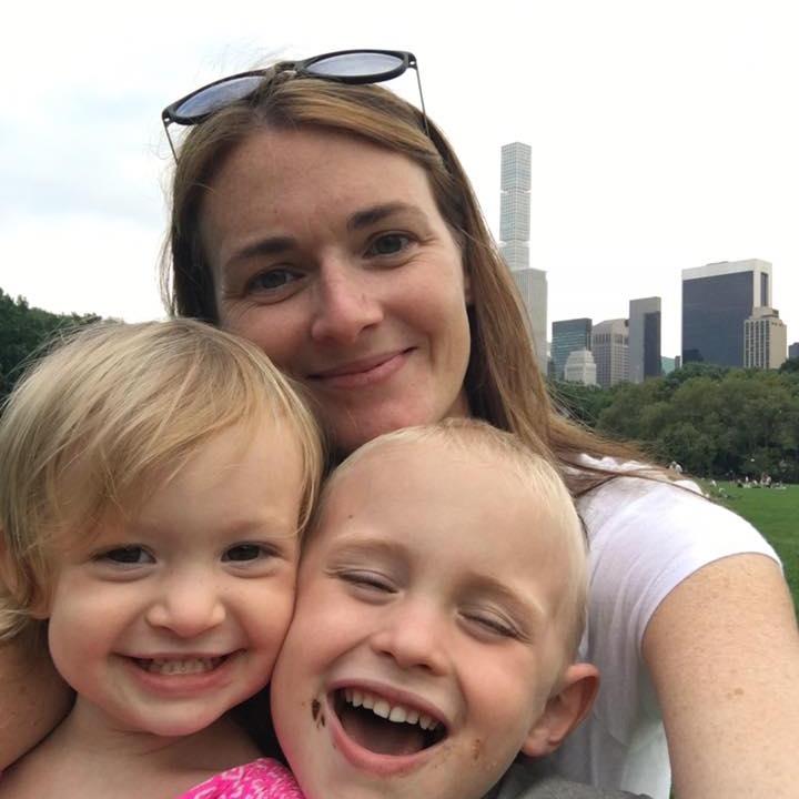 Laryssa and her two sons together outside of the kids martial arts class.