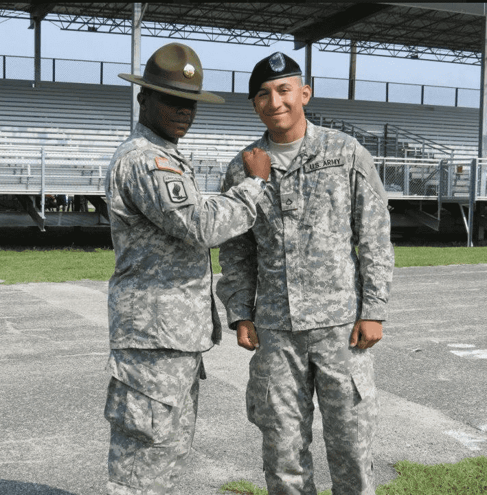 Daniel is an army soldier and is pictured in his army uniform